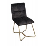 ANTHRACITE VELVET DINING CHAIR COPPER LEG    - CHAIRS, STOOLS